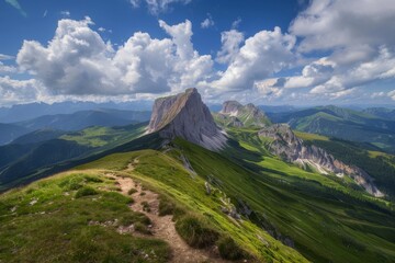Naklejka premium Blick auf die Seiser Alm - Dolomiten - Alpen. Beautiful simple AI generated image in 4K, unique.