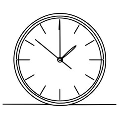 one line drawing art clock vector illustration template design