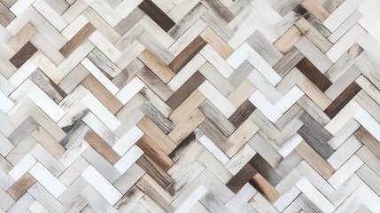 Herringbone Pattern Reclaimed Wood Planks with Weathered Texture on White Backdrop, Vintage Charm with Space for Creative Branding.