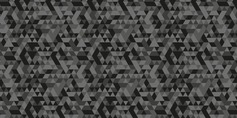 Seamless geometric pattern square shapes low polygon backdrop background. Abstract geometric wall tile and metal cube background triangle wallpaper. Gray and black polygonal background.