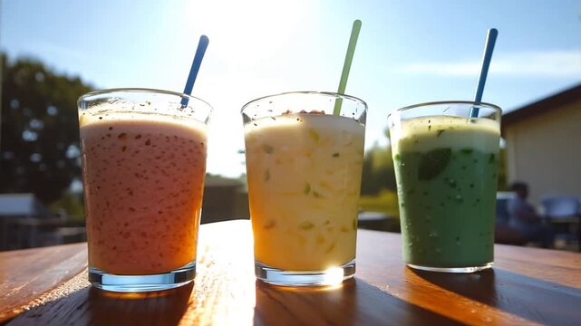 Three cups of bubble tea