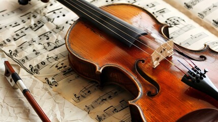 Fototapeta premium Violin on Sheet Music.