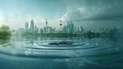 EU Impact Echoes: A Hyper-Realistic Global Ripple Effect Over World Map with Cultural Icons and Skyscrapers, Night Sky Transition Reflecting Interconnectedness and Cultural Diversity