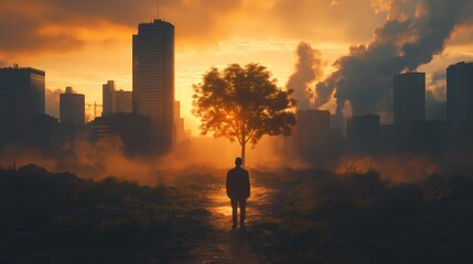 Photo realistic illustration of a climate risk consultant evaluating environmental impact for corporate sustainability practices. Risk Mitigation. Ultra realistic. Photorealistic