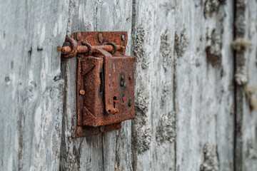 old wooden door with lock