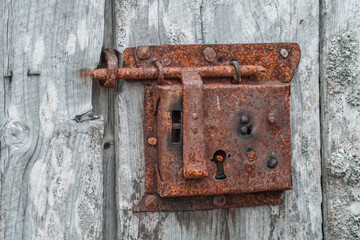 old rusty lock on door
