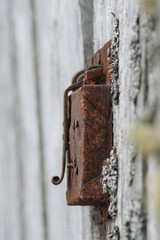 old rusty lock on the door