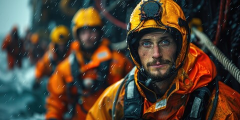 Fototapeta premium Brave Seamen in the Rain