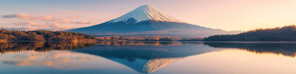 Fototapeta premium Enchanting Anime-Style Winter Wonderland: Majestic Snowy Mountains Reflected in Serene Lake. AI-Generated Masterpiece for Cultural Illustrations and Creative Marketing. Festive 4K Wallpaper Blending C