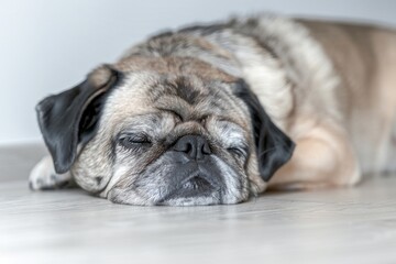 Young Chihuahua Dog on a beige background yawning - studio portrait. Beautiful simple AI generated image in 4K, unique.