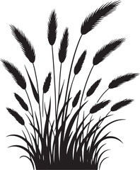 A grass silhouette sways gently in the breeze, slender blades stretching upward in a delicate, doodle grass illustration hand drawn style