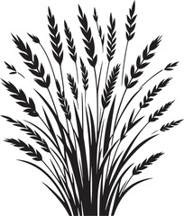 A grass silhouette sways gently in the breeze, slender blades stretching upward in a delicate, doodle grass illustration hand drawn style