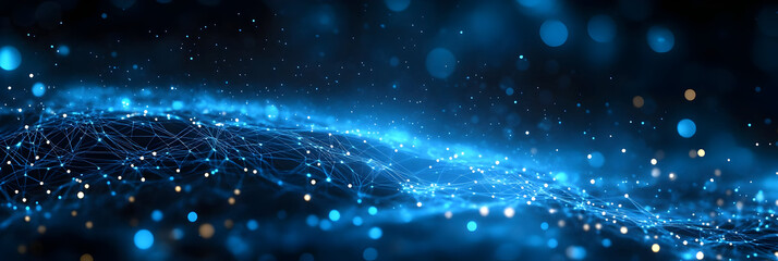 Obraz premium A mesmerizing abstract image featuring glowing blue particles and flowing lines, perfect for technology and science themes.