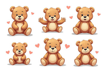 Obraz premium Cute Teddy Bear Vector Graphics: Perfect for Children's Book Illustrations, Greeting Cards, and Printables