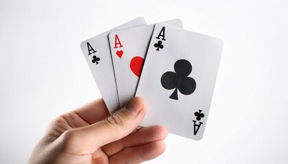 Winning Hand: Holding Aces of Hearts and Clubs