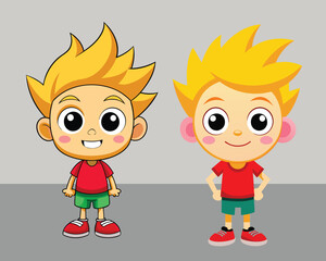 cartoon style illustration featuring a young boy
