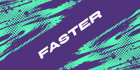 Abstract Background with Green and Purple Brush Texture and Halftone Effect. Grunge Sport Background, for Event Banner or Poster Design