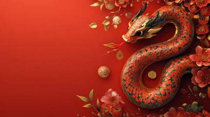 Obraz premium greeting cards for 2023 new year. snake Chinese new year, lunar. --ar 16:9 --v 6.1 Job ID: 1d33bd3b-8c47-497b-835a-1abd05e6be95