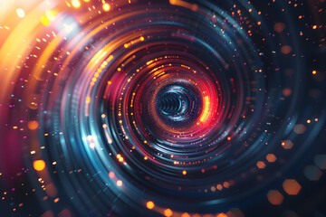 Obraz premium A mesmerizing abstract image of swirling light and energy forming a dynamic vortex. The vibrant colors and motion create a sense of depth and movement, symbolizing concepts like speed, technology, and