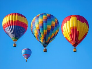 Obraz premium Serene Sky: Colorful Hot Air Balloons Drifting on a Blue Canvas