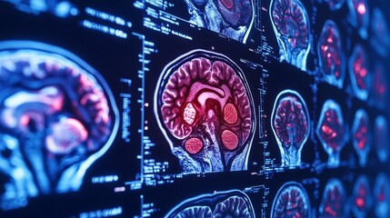 Advanced Brain MRI Scans Display on High-Tech Medical Monitor