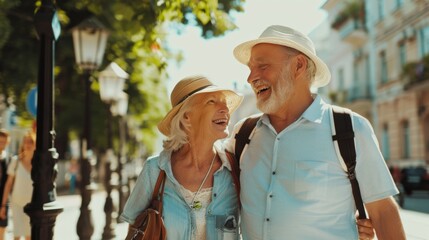 Obraz premium Senior Couple Enjoying Sunny Day in the City