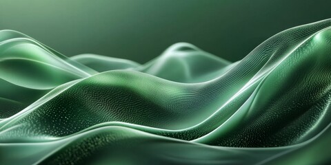 Obraz premium Abstract Green Silk Fabric Waves Background
