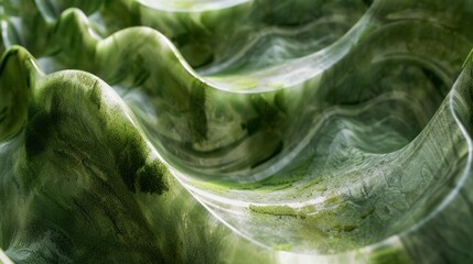 Abstract Green Waves Texture Close-Up