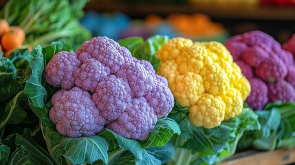 Fresh Cauliflower at the Market for Healthy Eating and Grocery Shopping Generative AI