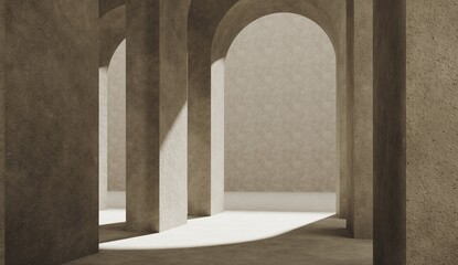 3D render, unobtrusive background with shadow on the wall. Premium podium, stand on pastel light background. Mock up for exhibitions, presentation of products, therapy, relaxation and health.