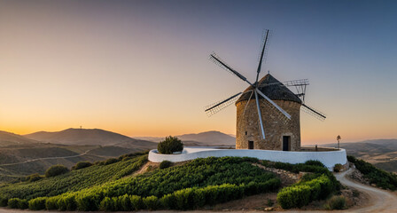 windmill in the sunset