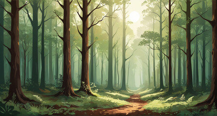 Obraz premium misty morning in the forest