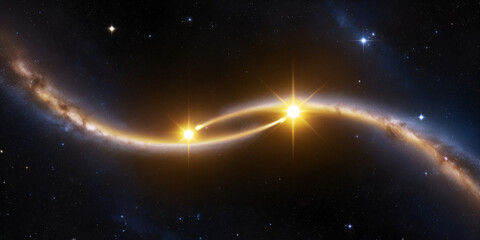 Obraz premium Capella Binary Star System Illuminating Auriga Constellation with Golden Light