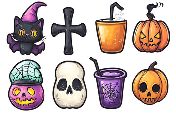 Halloween, seamless pattern, scary drawings