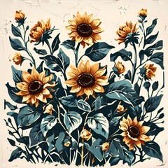Artistic Sunflowers, Clean Lines and Bold Colors in Modern Design
