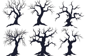 Halloween trees on white background