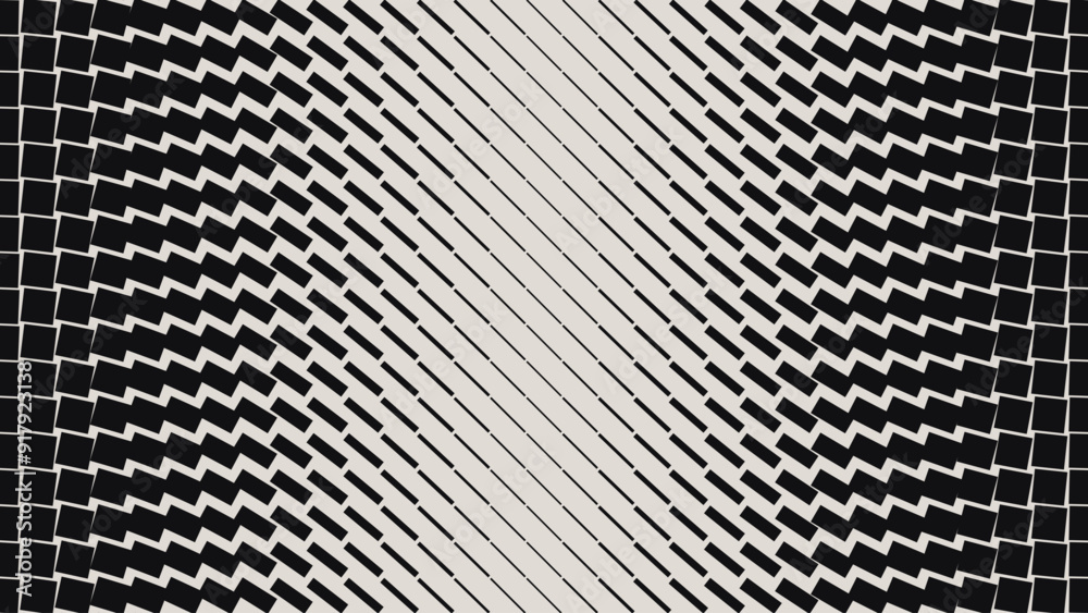 Poster Line Halftone Gradient Effect Pattern. Rotating Lines Gradation Background. Black and White Abstract Texture with Stripes Thick to Thin. Vector Illustration.