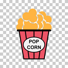 Popcorn food design icon, web corn box snack flat vector illustration element