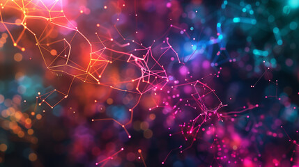 artificial intelligence neural network, with interconnected nodes and neural pathways glowing in bright colors against a dark, futuristic AI technology backdrop, wallpaper 