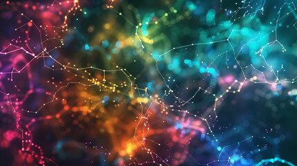 Obraz premium artificial intelligence neural network, with interconnected nodes and neural pathways glowing in bright colors against a dark, futuristic AI technology backdrop, wallpaper 