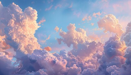 Photorealistic Painting of Vanilla Sky Clouds, Contemporary Candy-Coated Style, Highly Detailed