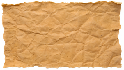 Wrinkled Brown Paper Fragment Isolated on a White Canvas