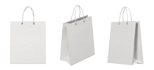 white paper shopping bag isolated