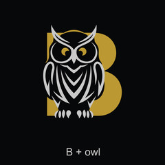 Owl and capital letter concept for initial logo or brand name, suitable for animal mascot, education, symbol and others.