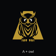 Owl and capital letter concept for initial logo or brand name, suitable for animal mascot, education, symbol and others.