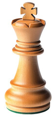 Wooden king chess piece, cut out - stock png.