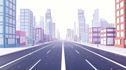 Obraz premium Low Poly Cityscape - A Street Leading Towards the Horizon