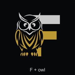 Owl and capital letter concept for initial logo or brand name, suitable for animal mascot, education, symbol and others.