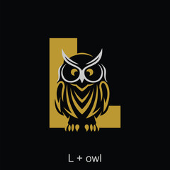 Owl and capital letter concept for initial logo or brand name, suitable for animal mascot, education, symbol and others.