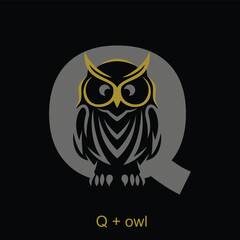 Owl and capital letter concept for initial logo or brand name, suitable for animal mascot, education, symbol and others.